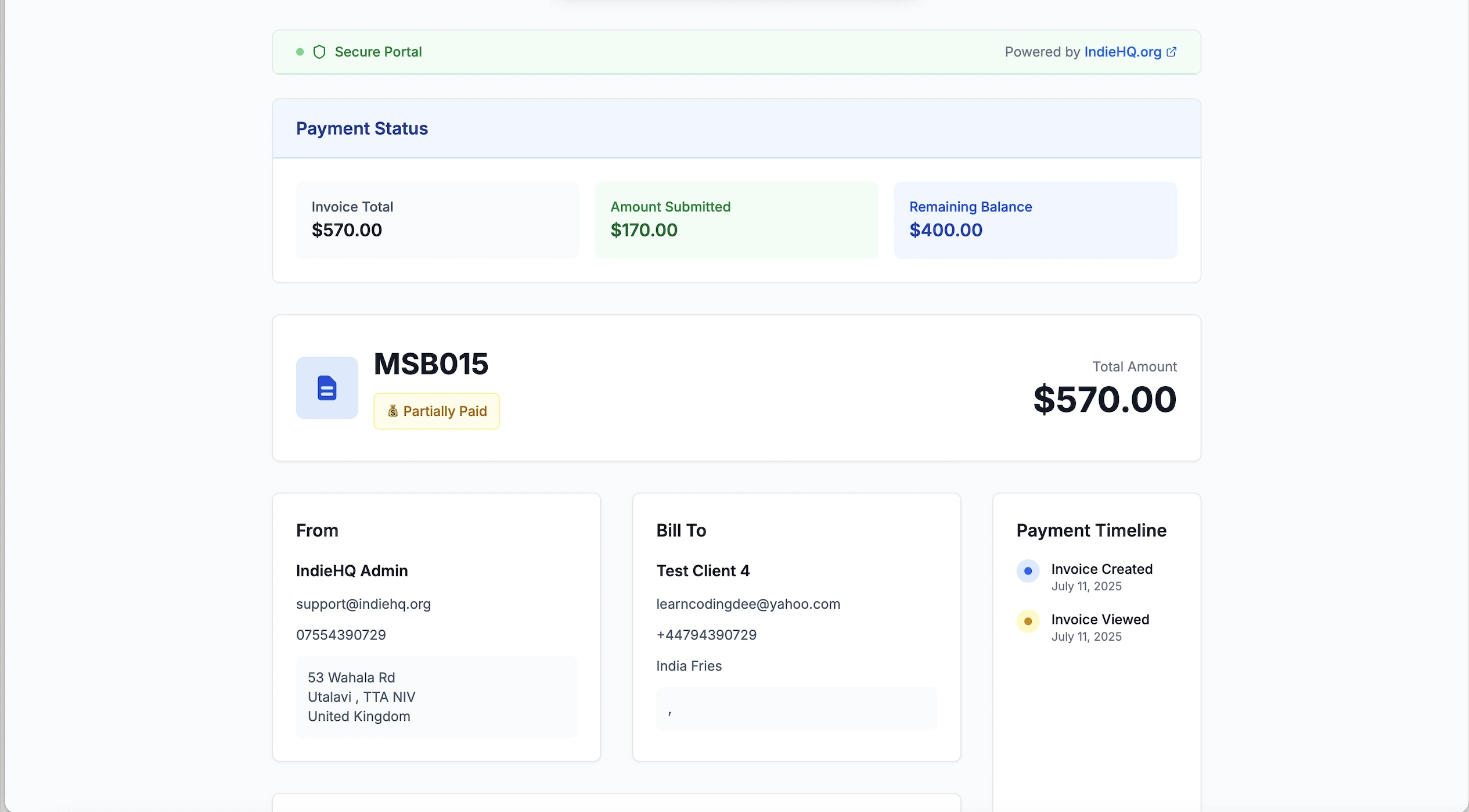 Client Payment Portal